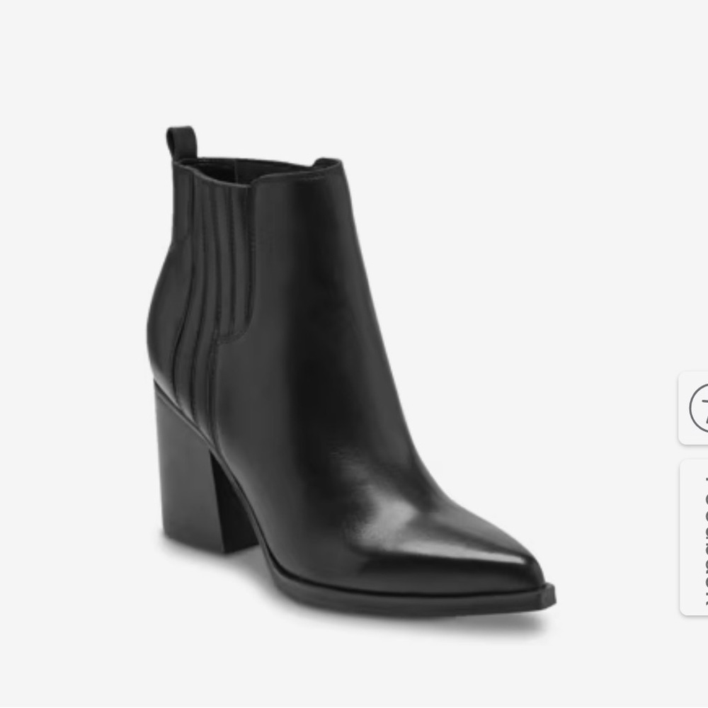 Marc Fisher Classic Black Leather Pointed-Toe Ankle Boot